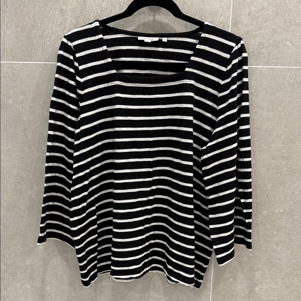 Chico’s Striped Black and White Women's Top